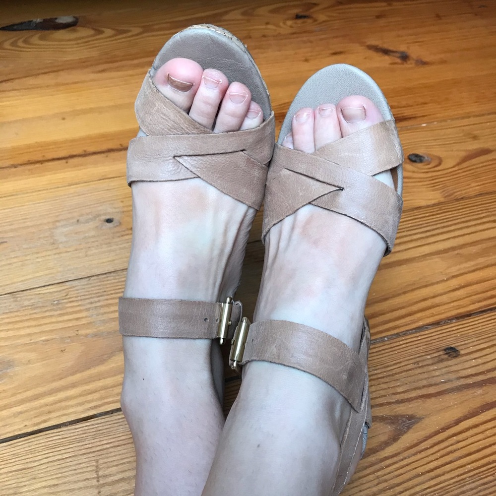 Franco Sarto Leather Cork Platform Wedge Sandals, EUC, 7 - Picture 10 of 14